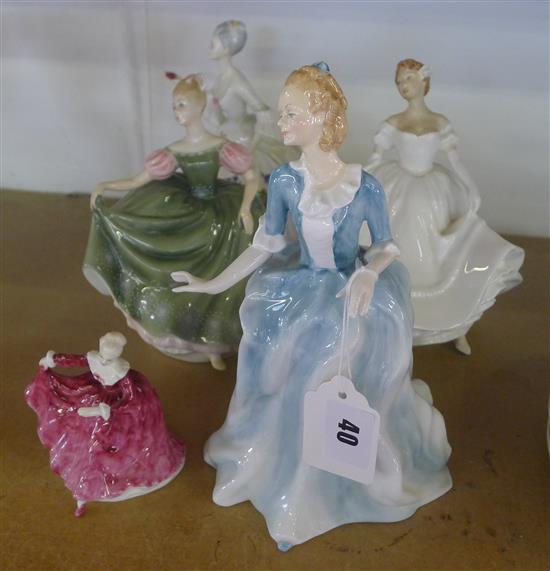5 Royal Doulton figures of ladies
